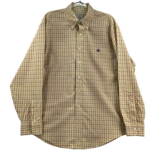Brooks Brothers 346 Dress Shirt Mens Sz Large Button Front Long Sleeve Plaid - Picture 1 of 6